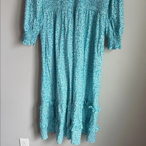 Tuckernuck Pink City Prints Ocean Ditsy Isabel V Neck Dress Large